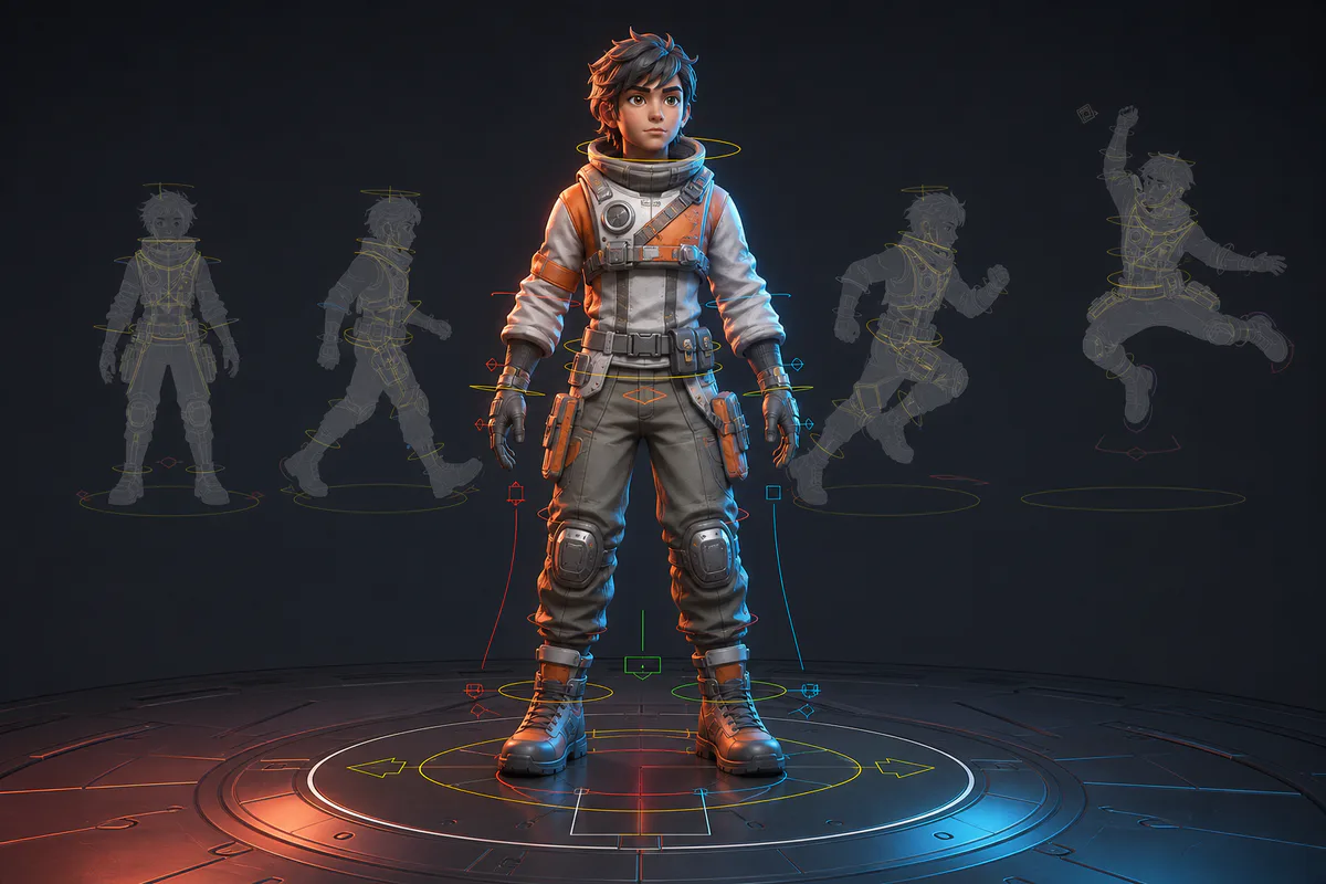 Animated game-ready character production example
